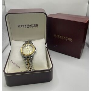 Vintage Wittnauer TT  Longlife 100m Time Date Quartz Two Tone Men Watch W Box